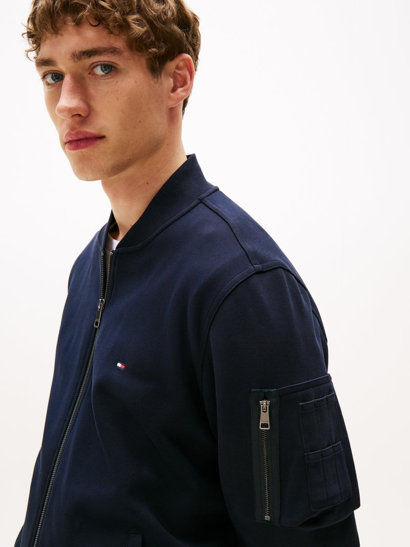 Regular Fit Zip Thru Interlock Sweater