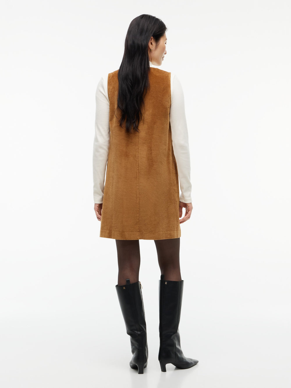 Full Sleeve Solid Corduroy Shift Dress