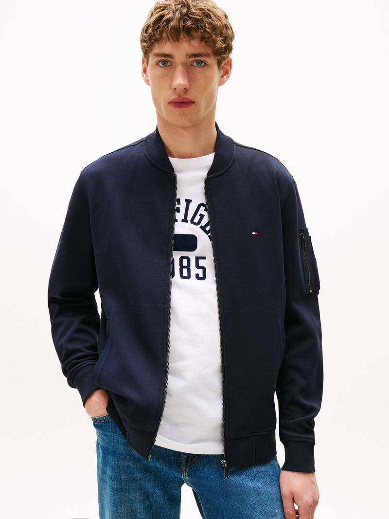 Regular Fit Zip Thru Interlock Sweater