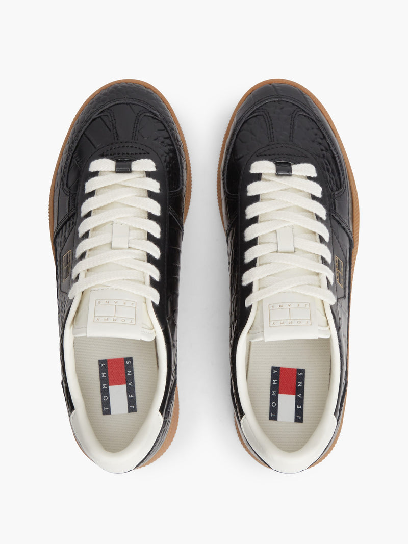 Women Croco Embossed Low Profile Sneaker
