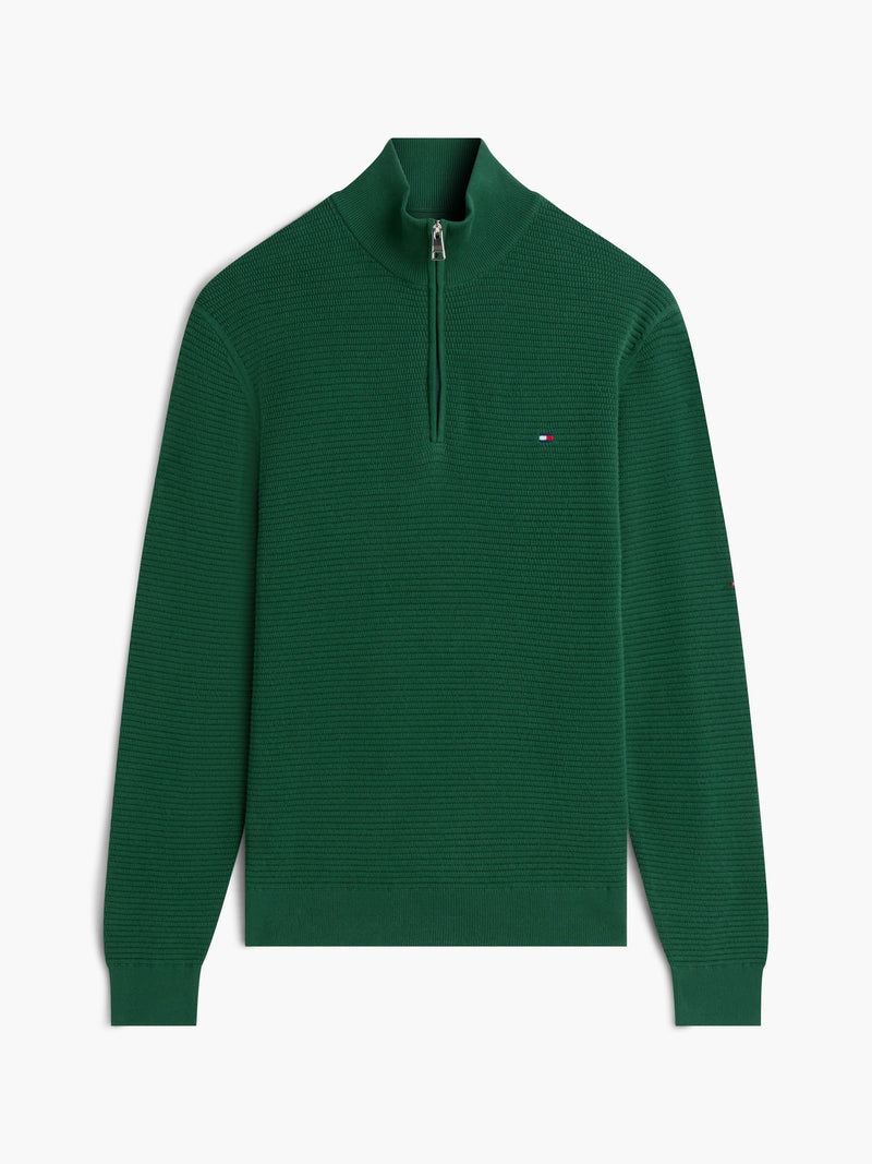 Quarter Zip Textured Solid Sweater