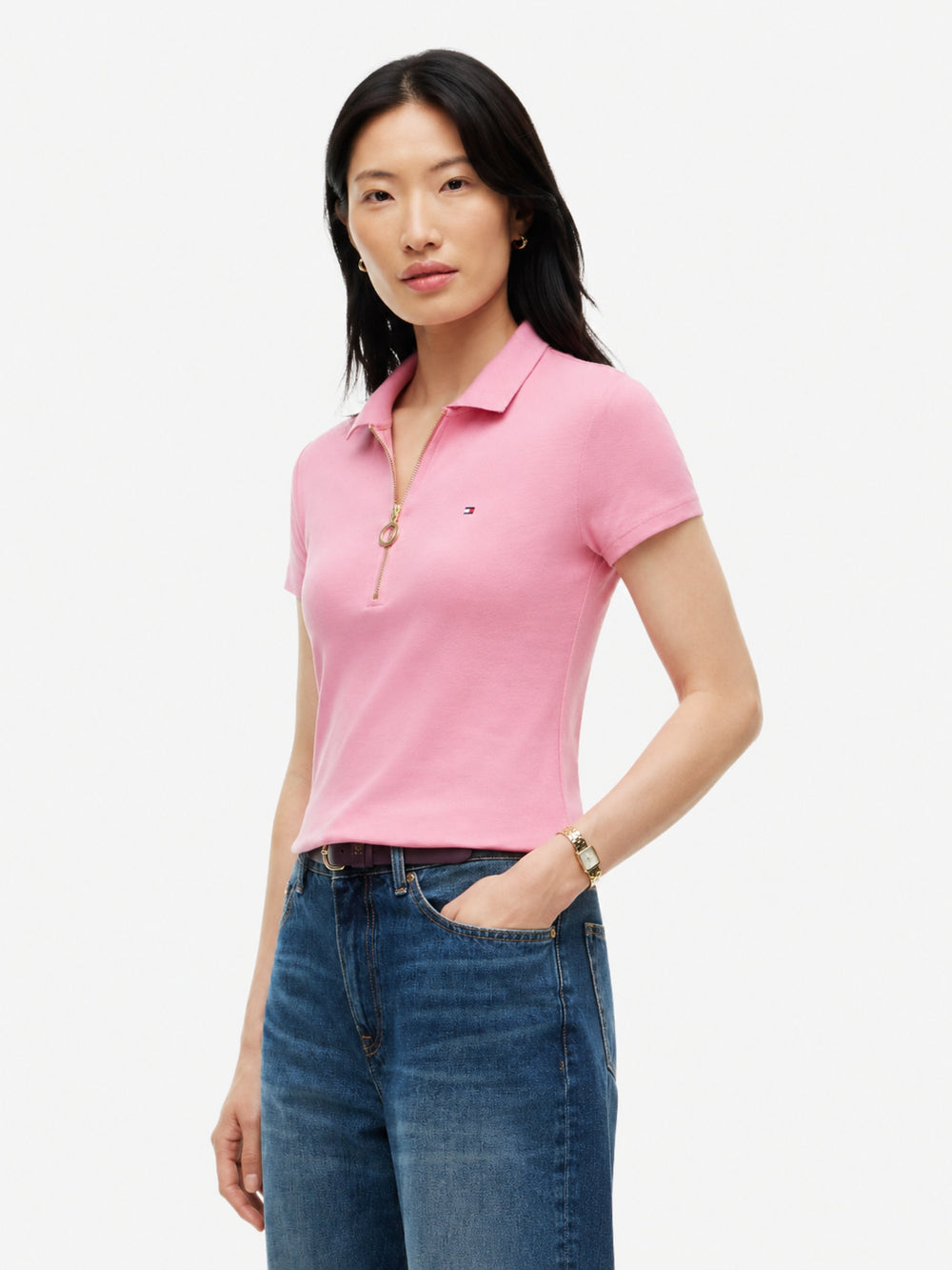 Solid Slim Fit Half Sleeve Ribbed Polo