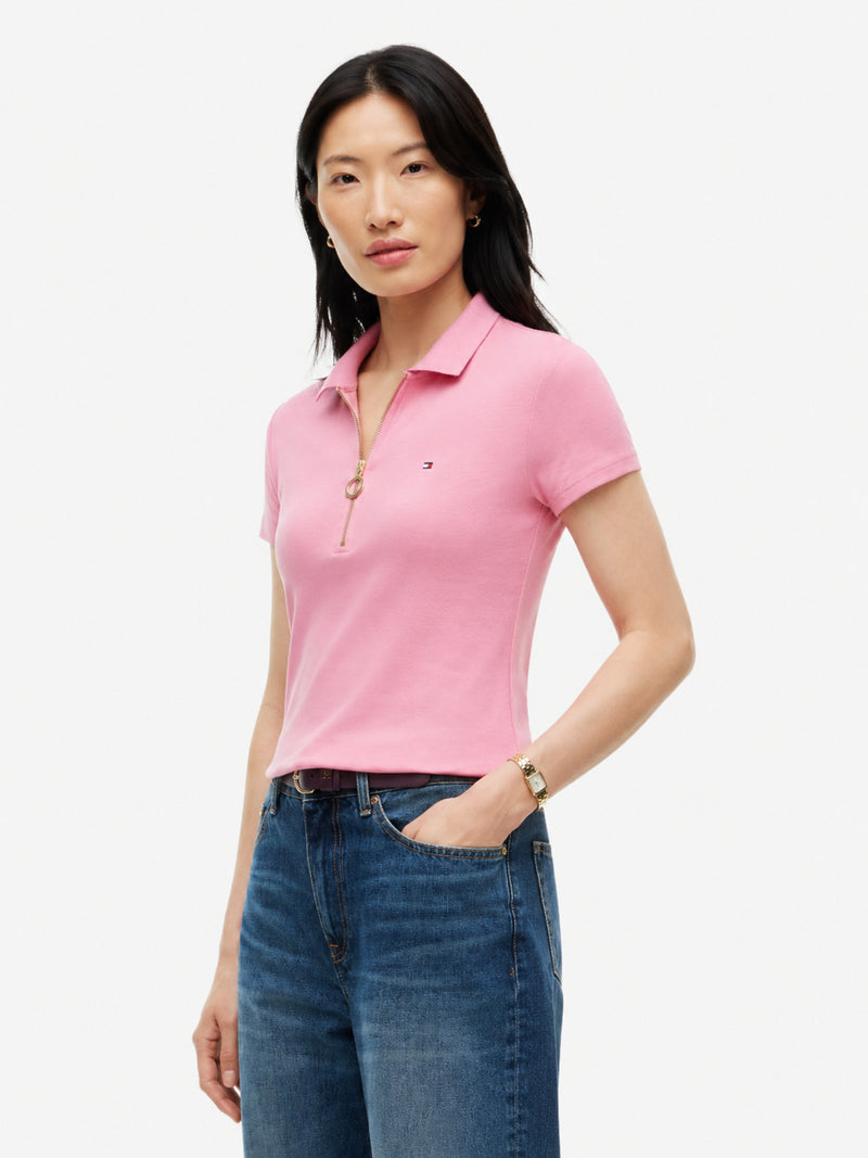 Solid Slim Fit Half Sleeve Ribbed Polo