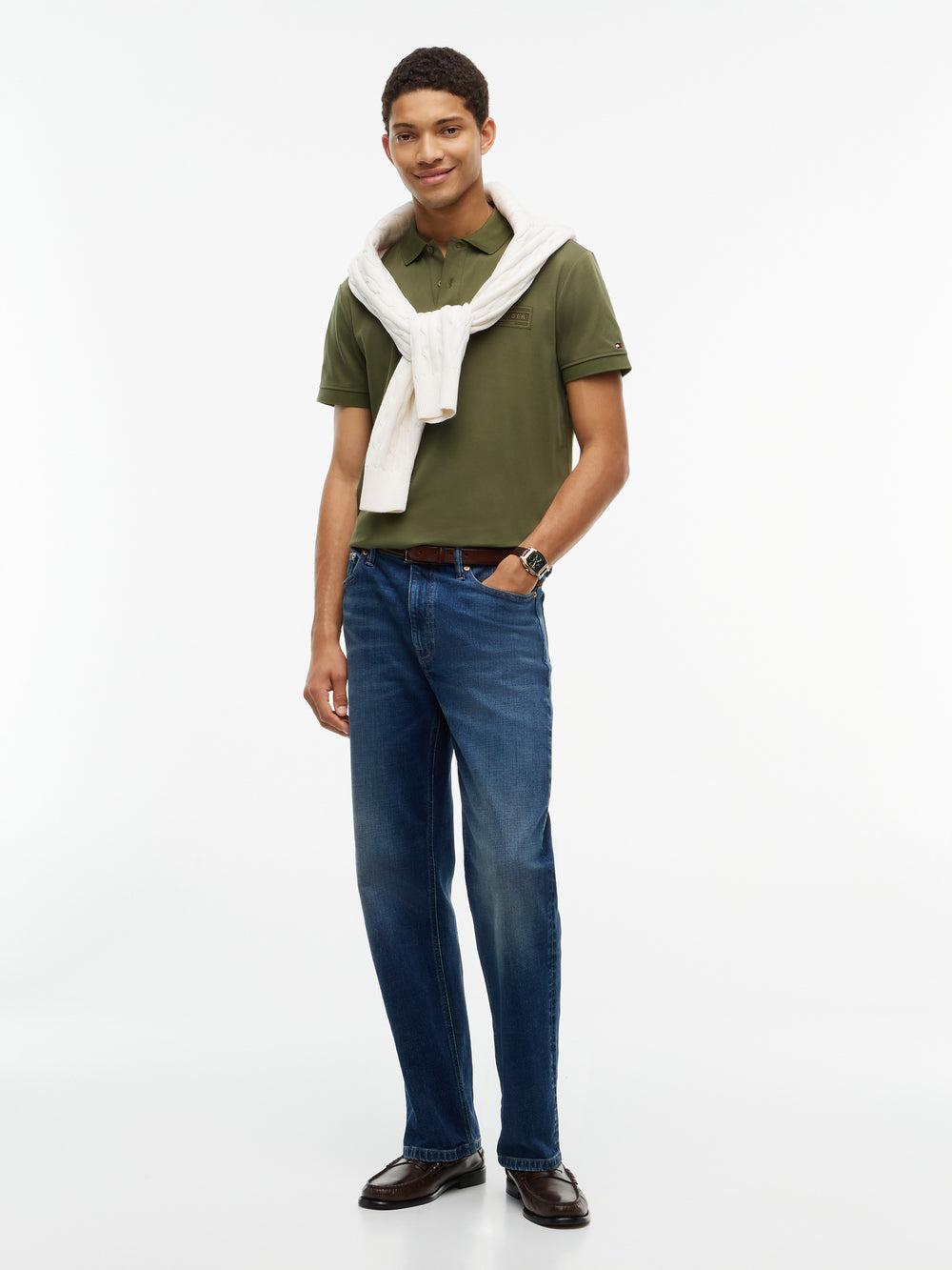 Regular Fit Tonal Graphic Interlock Polo