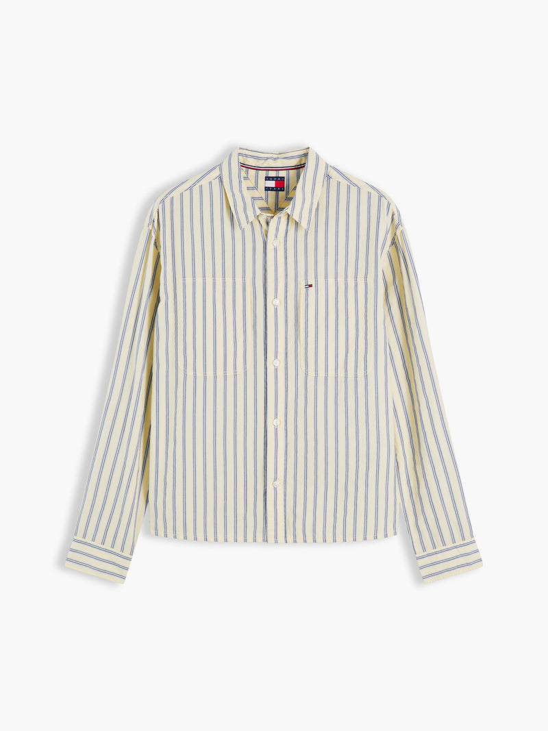 Boxy Fit Stripe Textured Shirt