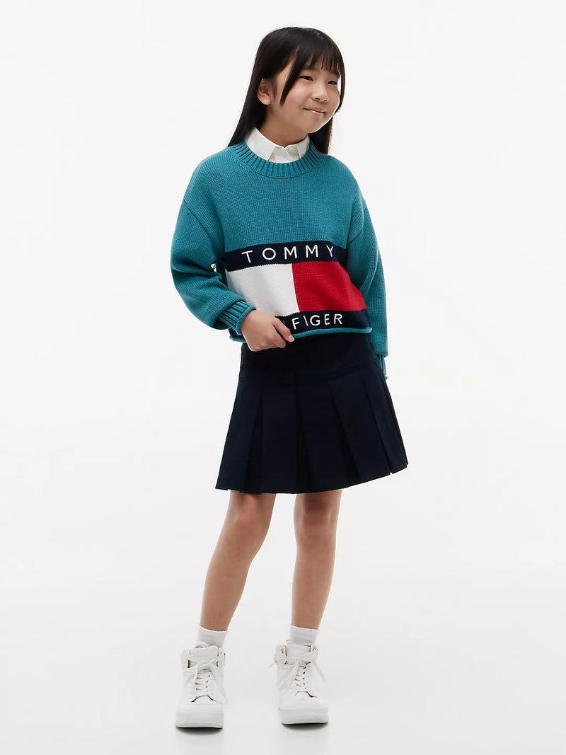 Girls Solid Pleated Skirt