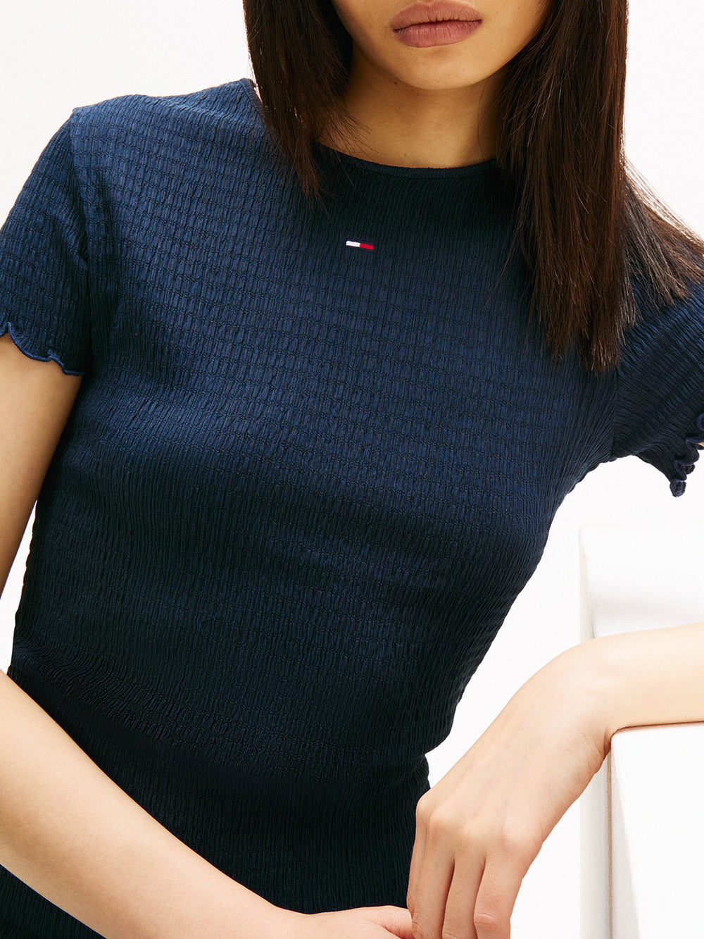 Solid Slim Fit Half Sleeve Seersucker T-Shirt