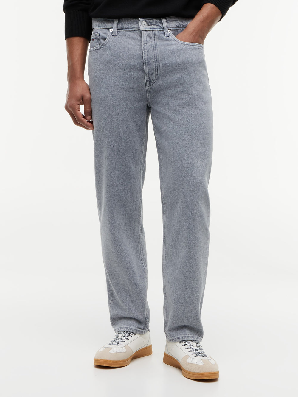 Men Sonny Regular Centre Button Fly Tapered Light Grey Jeans