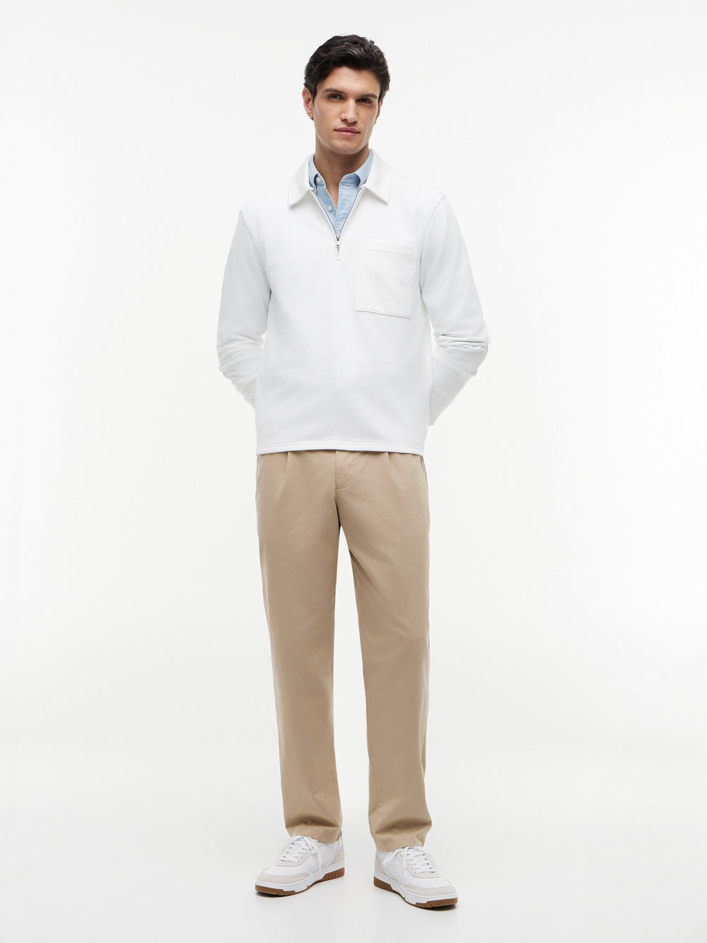 Regular Fit Terry Quarter Zip Sweatshirt