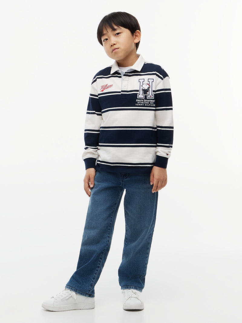 Kids Long-Sleeve Stripe Peanut Polo