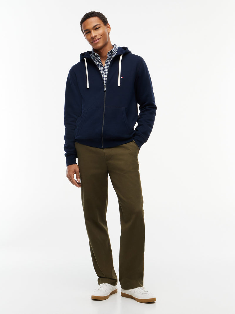 Zip Thru Solid Fleece Hoodie