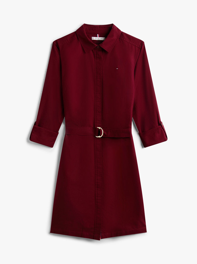 Full Sleeve Solid Cotton Blend Shirt Dress