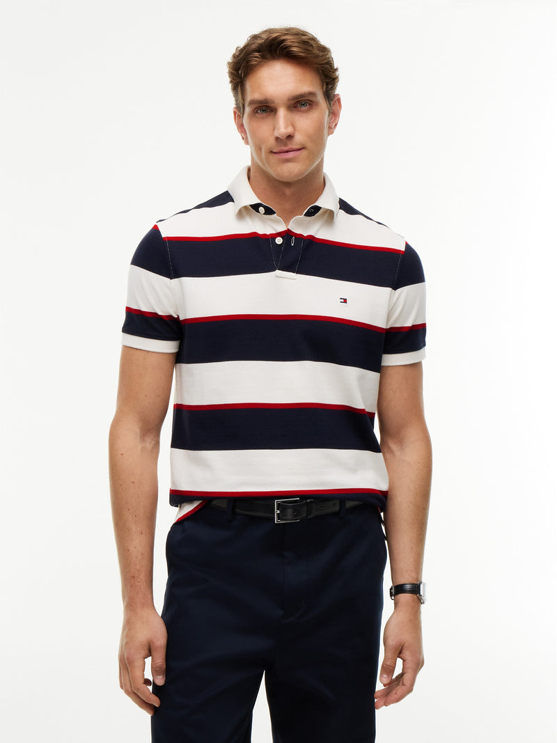 Regular Fit Striped Pique Polo