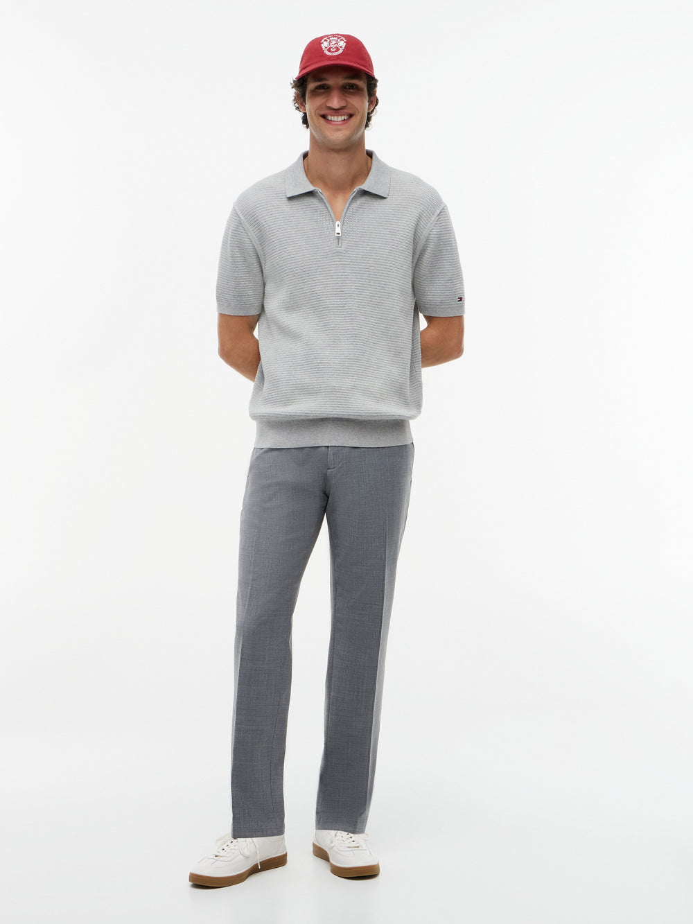 Regular Fit Flat Knit Zipper Polo