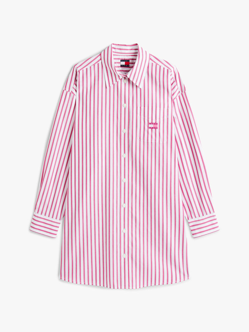 Full Sleeve Stripe Poplin Shift Dress