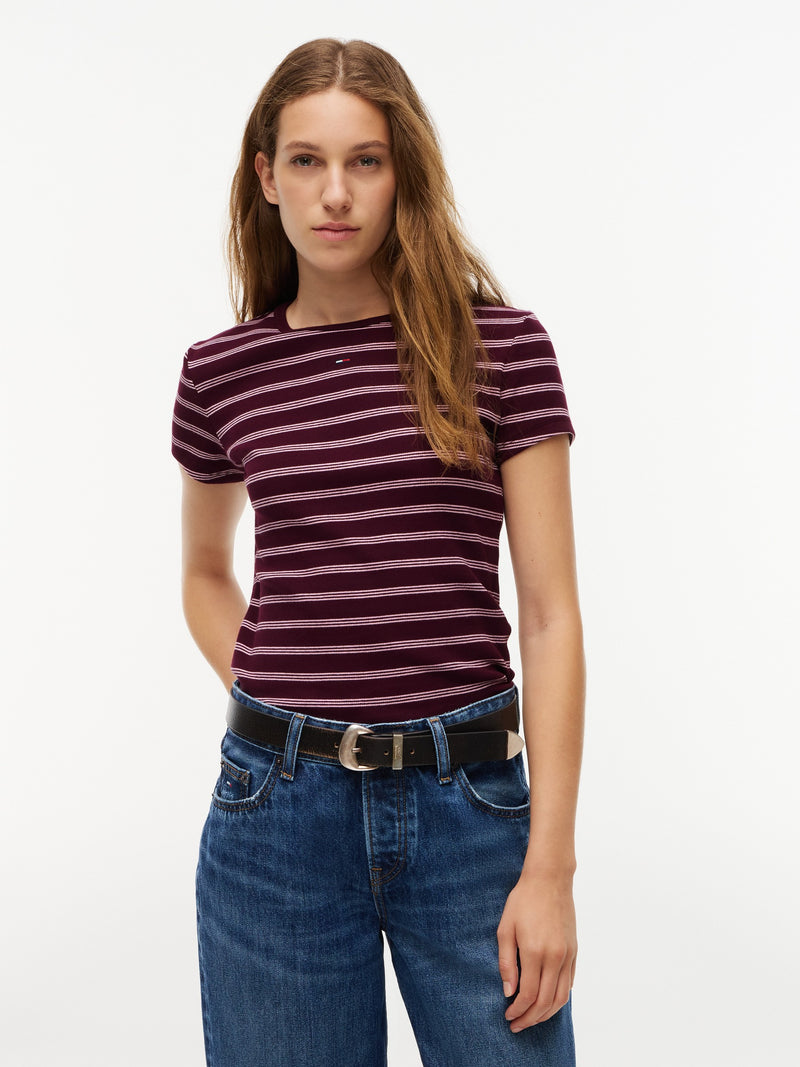 Stripe Slim Fit Half Sleeve Ribbed T-Shirt