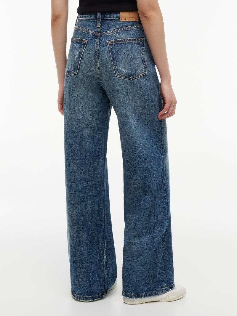 High Rise Mid Wash Wide Jeans
