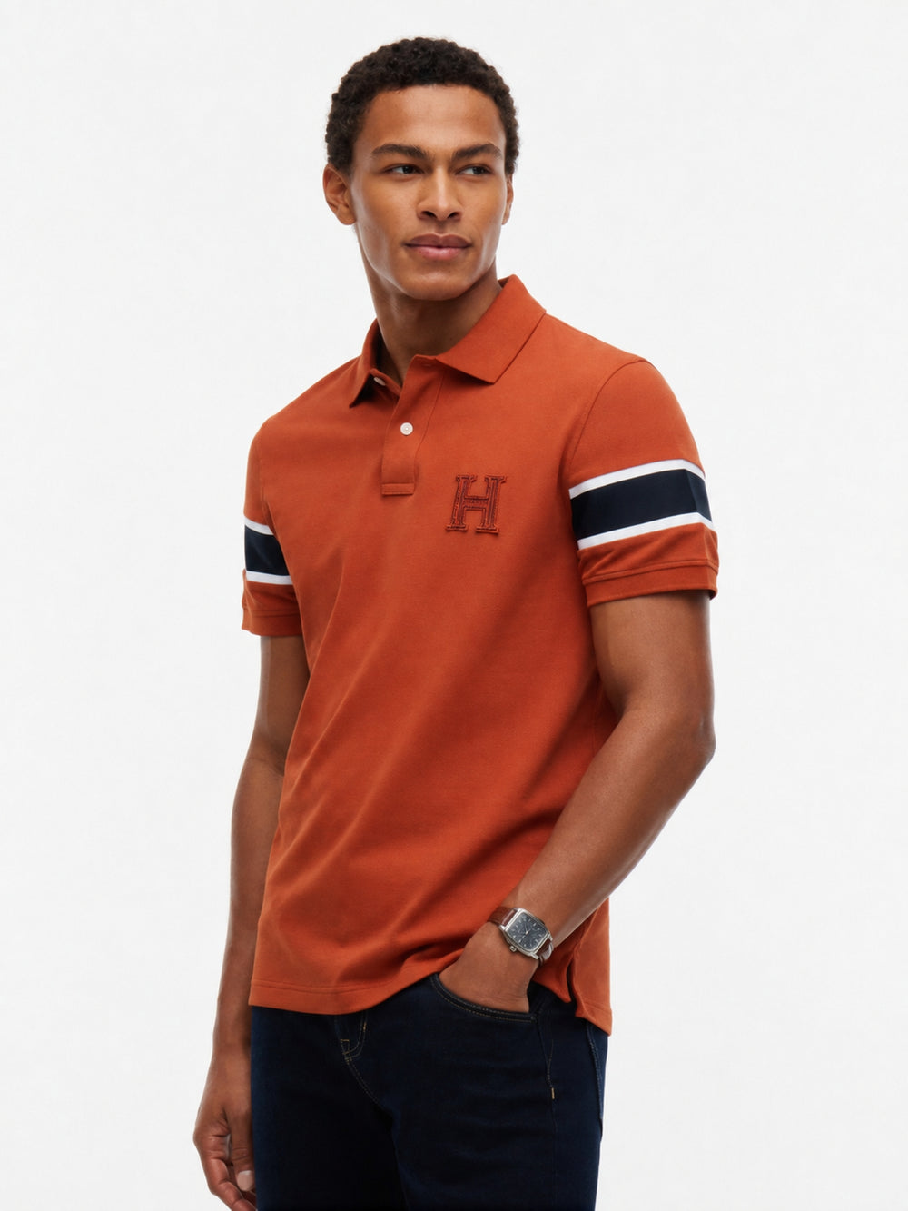 Regular Fit Sleeve Taped Pique Polo