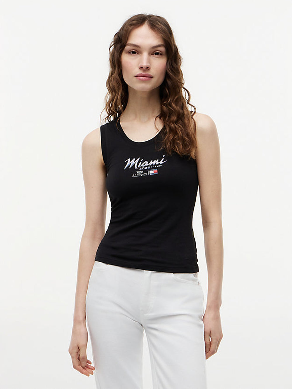 Solid Slim Fit Sleeveless Cotton Jersey T-Shirt