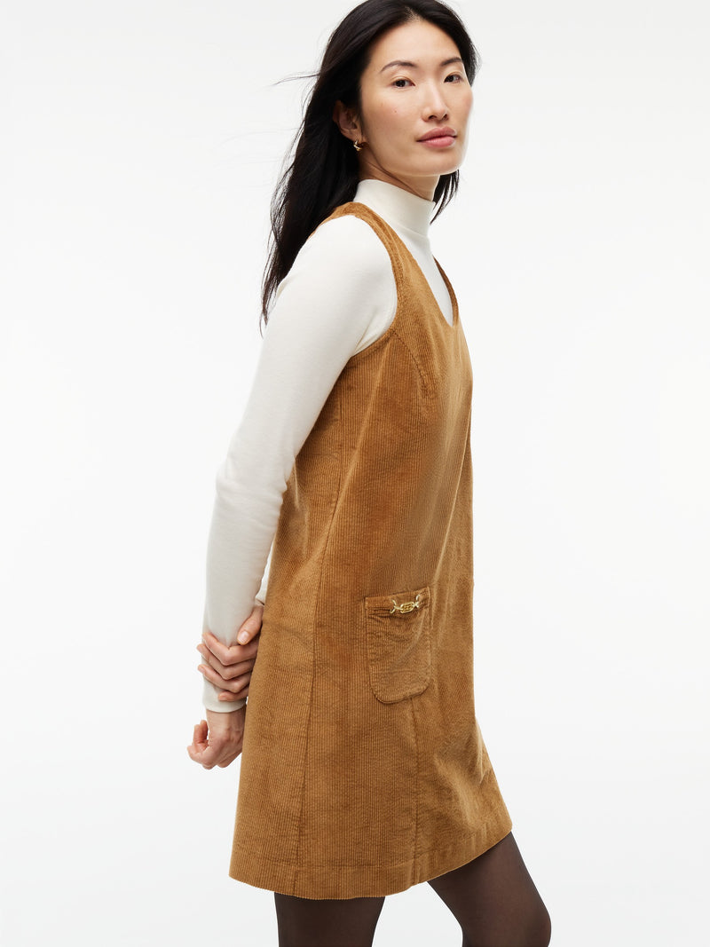 Full Sleeve Solid Corduroy Shift Dress