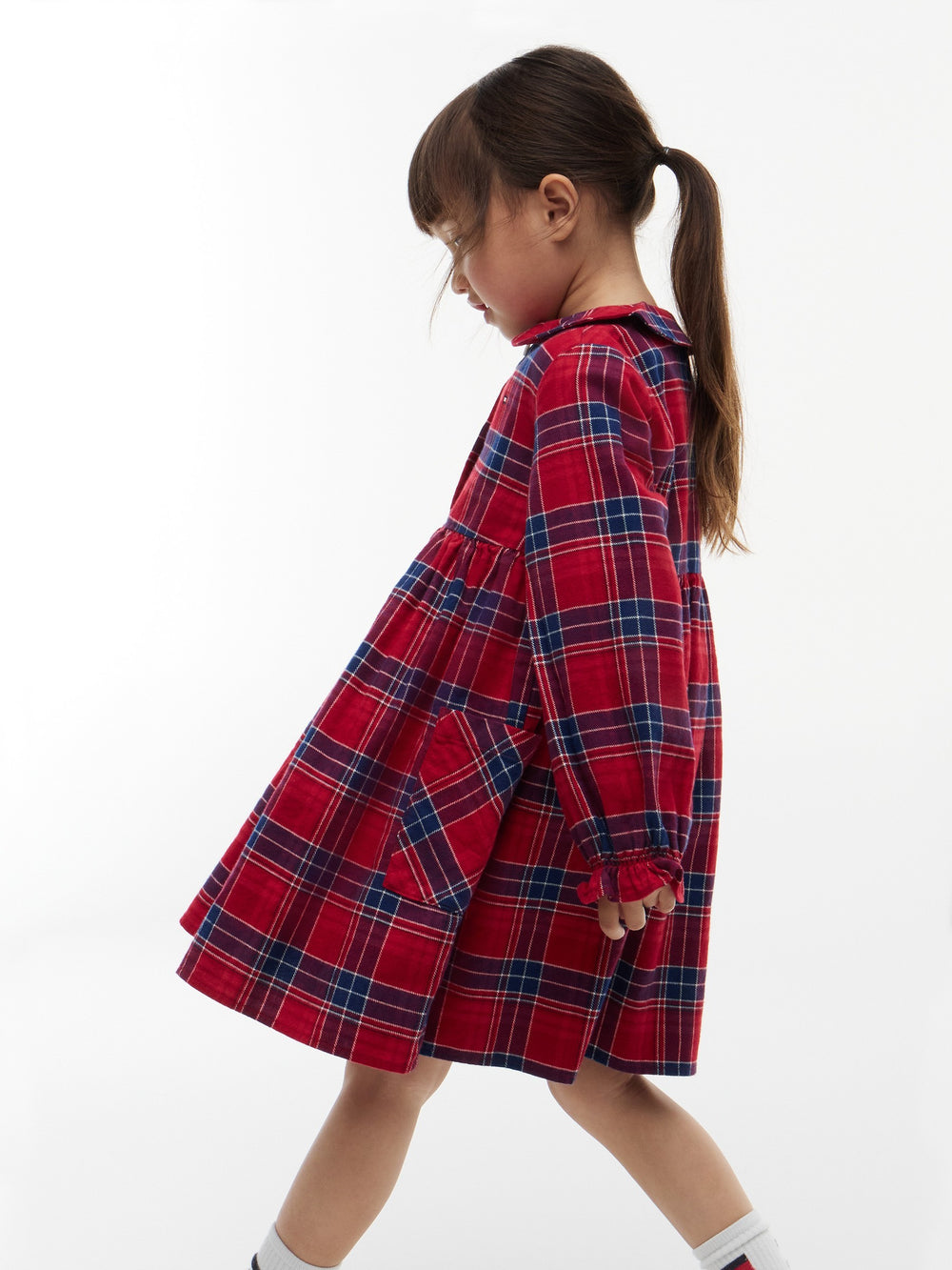 Kids Long-Sleeve Check Shirt Dress