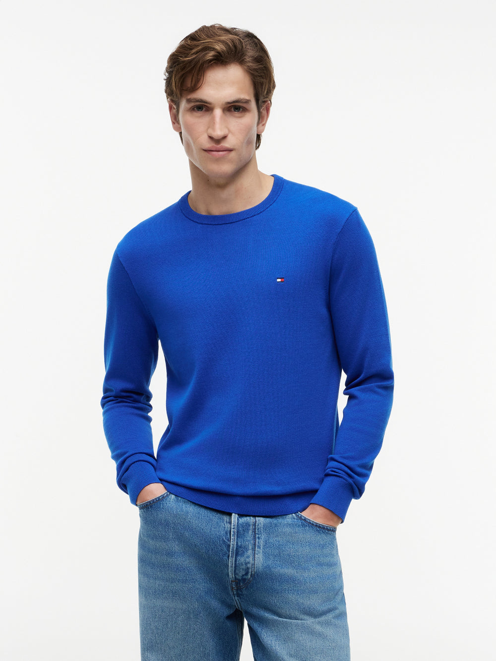 Crew Neck Solid Pullover