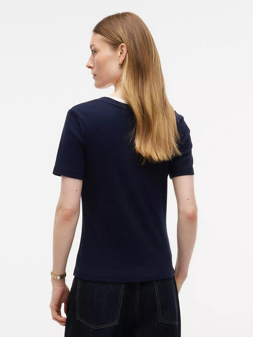 Solid Slim Fit Half Sleeve Ribbed T-Shirt