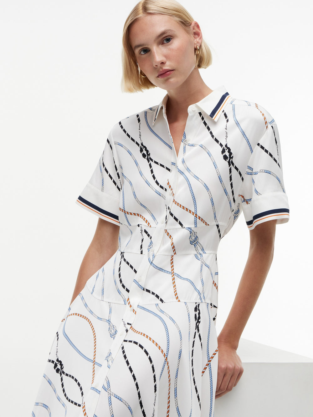 Half Sleeve Aop Viscose Shirt Dress