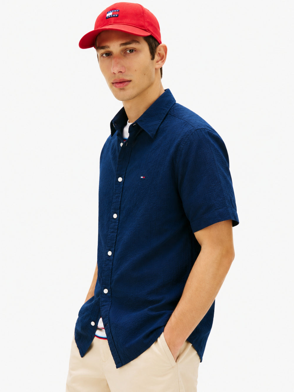 Regular Fit Solid Seersucker Shirt