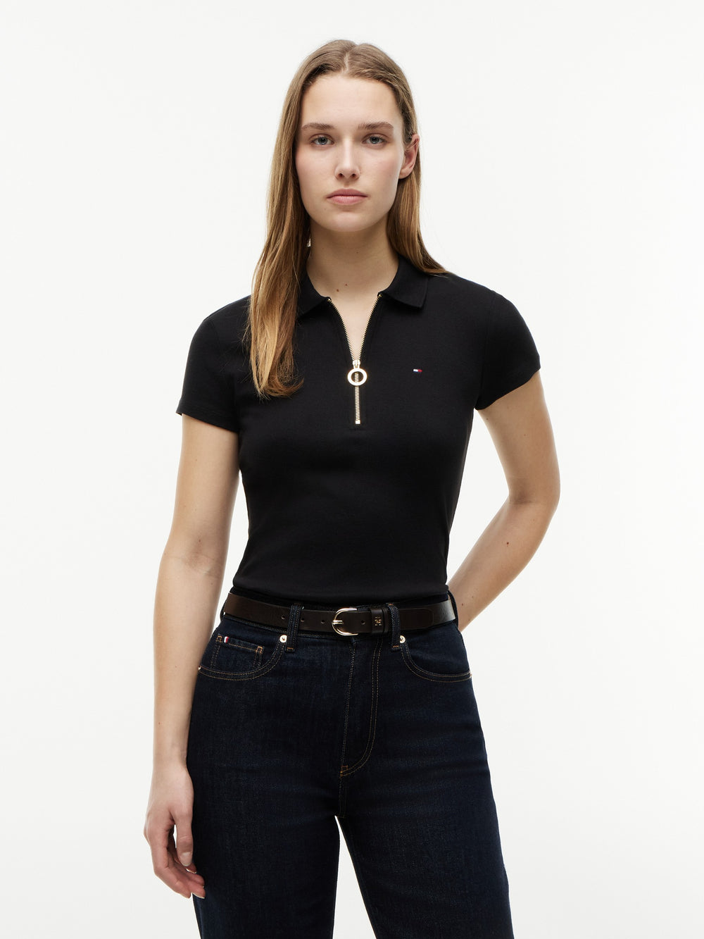 Solid Slim Fit Half Sleeve Ribbed Polo