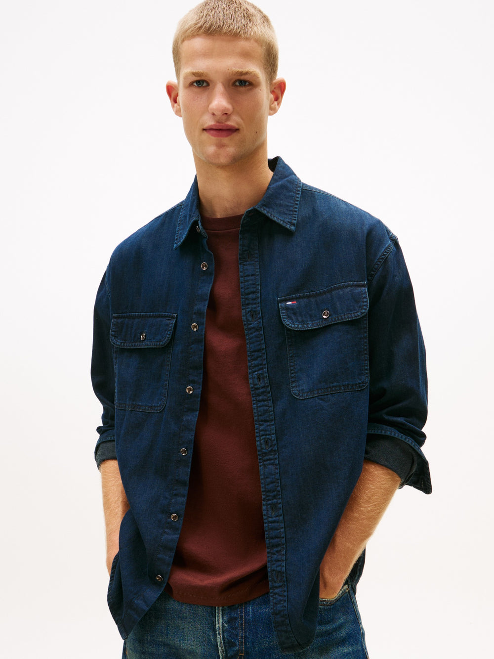 Relaxed Fit Washed Denim Shirt