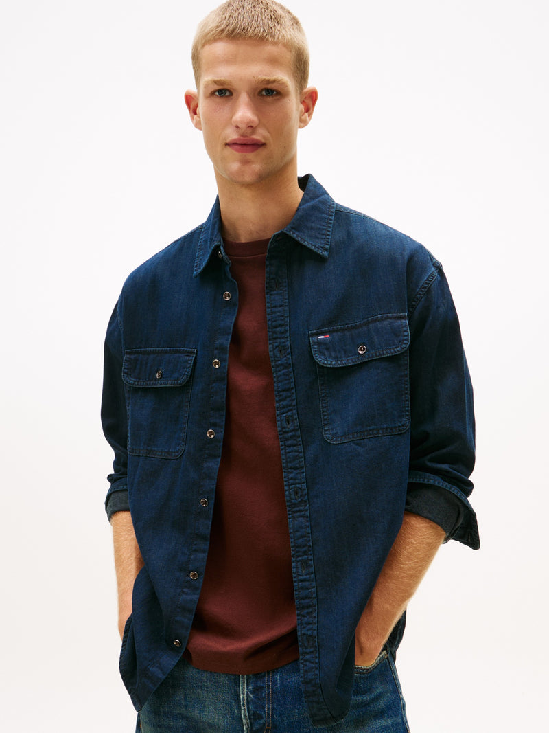 Relaxed Fit Washed Denim Shirt