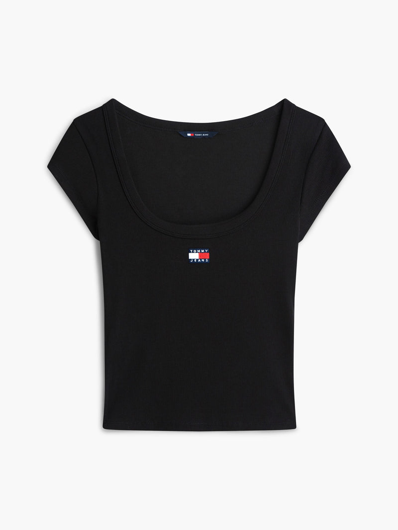 Solid Slim Fit Half Sleeve Ribbed T-Shirt