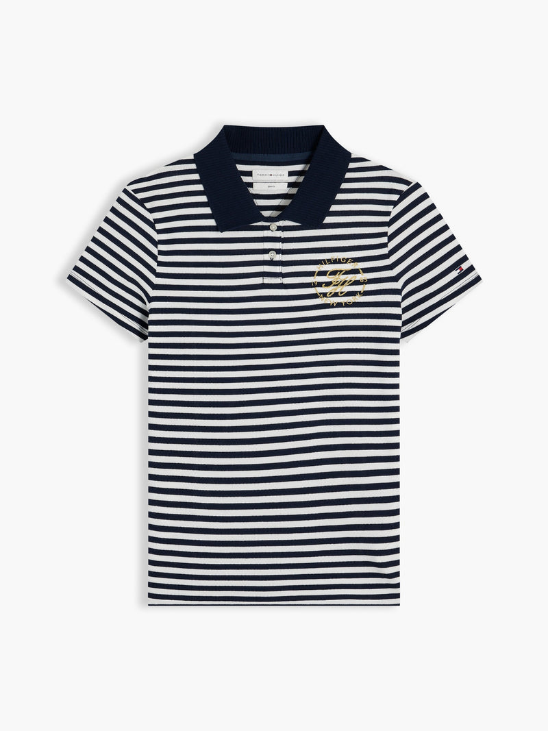 Stripe Slim Fit Half Sleeve Pique Polo