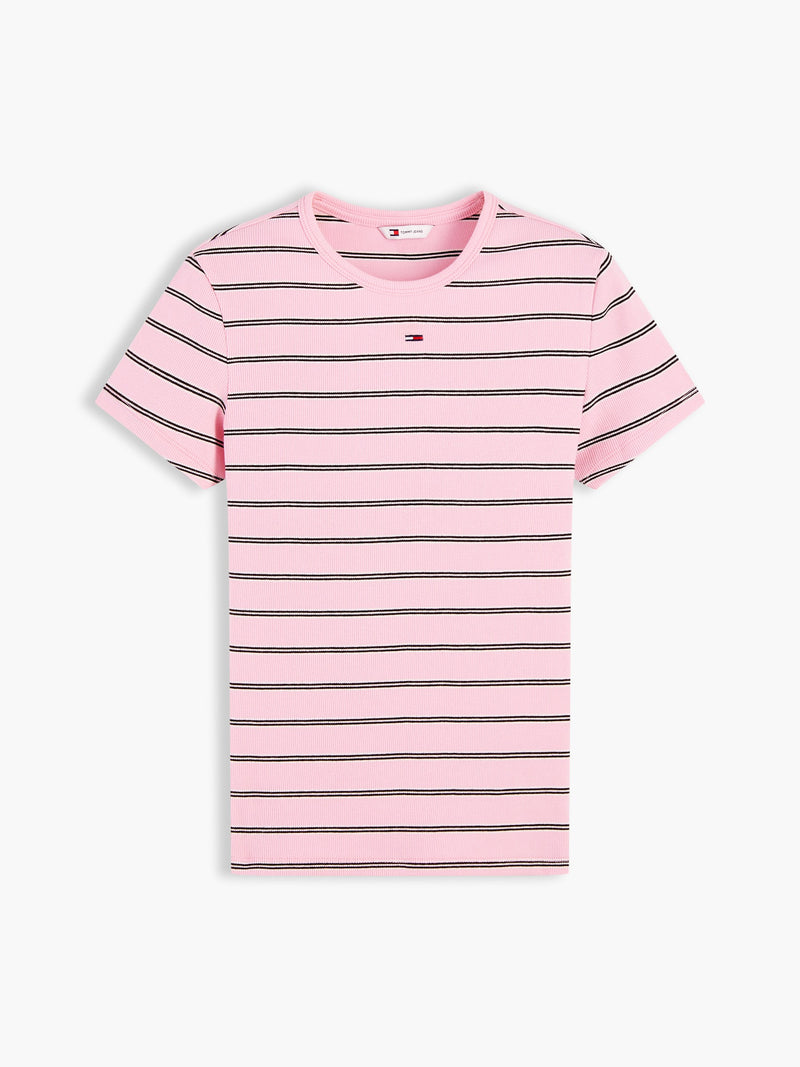 Stripe Slim Fit Half Sleeve Ribbed T-Shirt