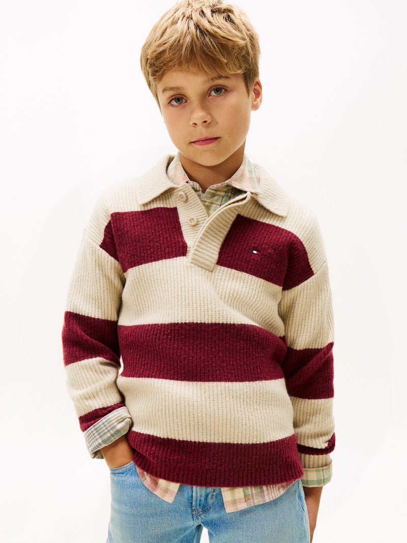 Kids Stripe Quarter Zip Sweater