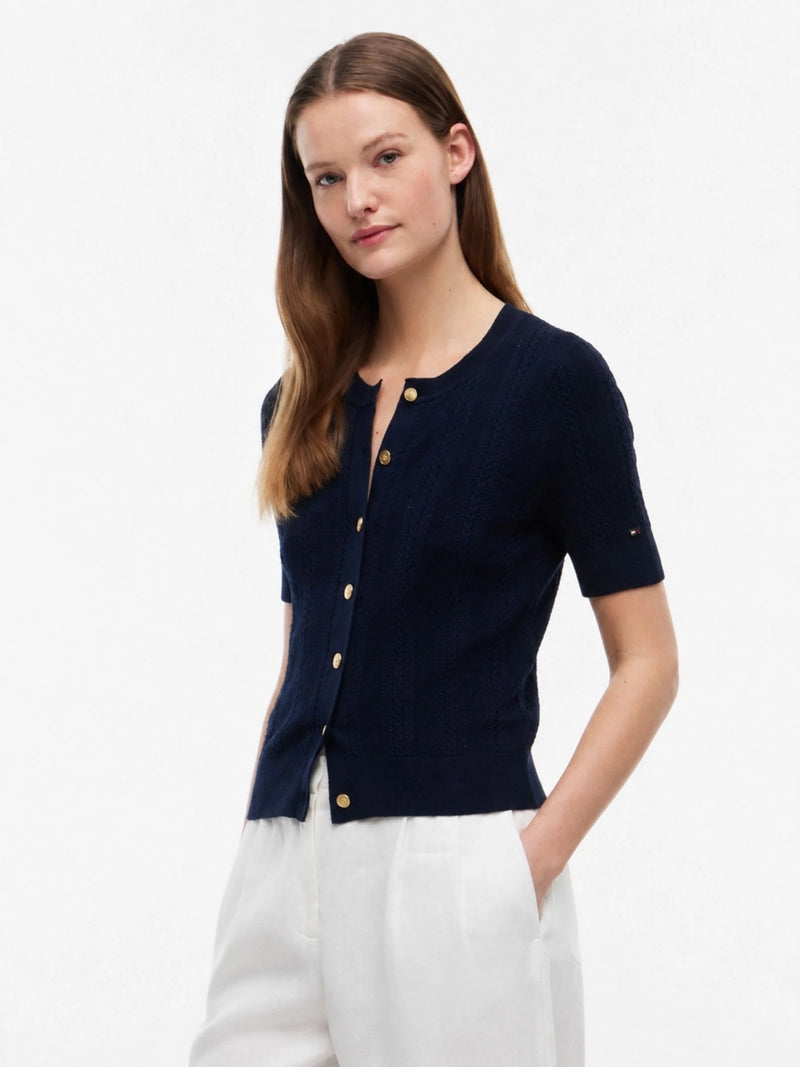 Texture Round Neck Cardigan