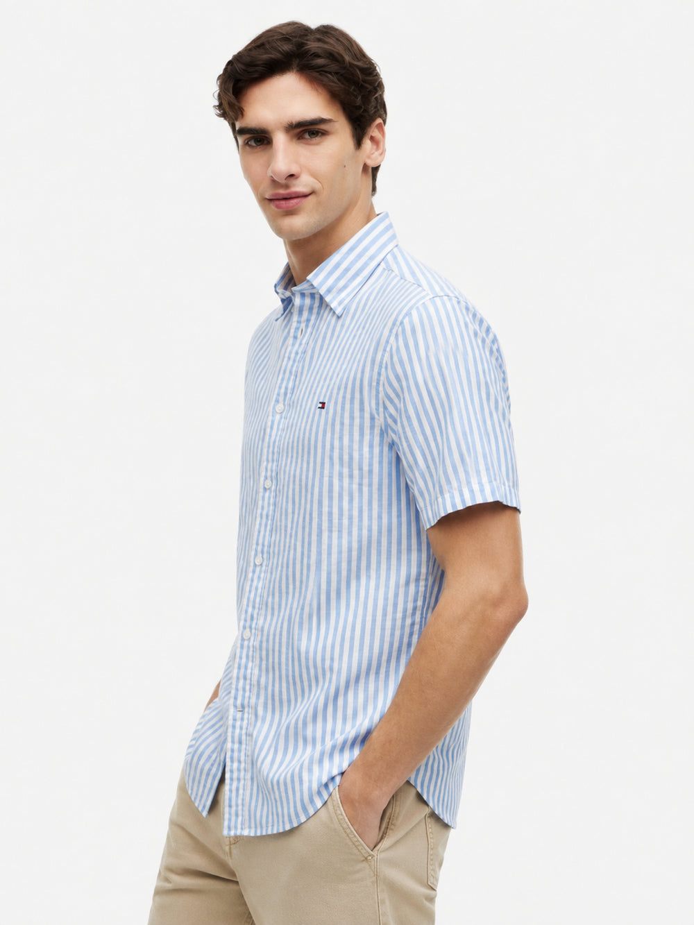 Regular Fit Stripe Ctn Linen Shirt