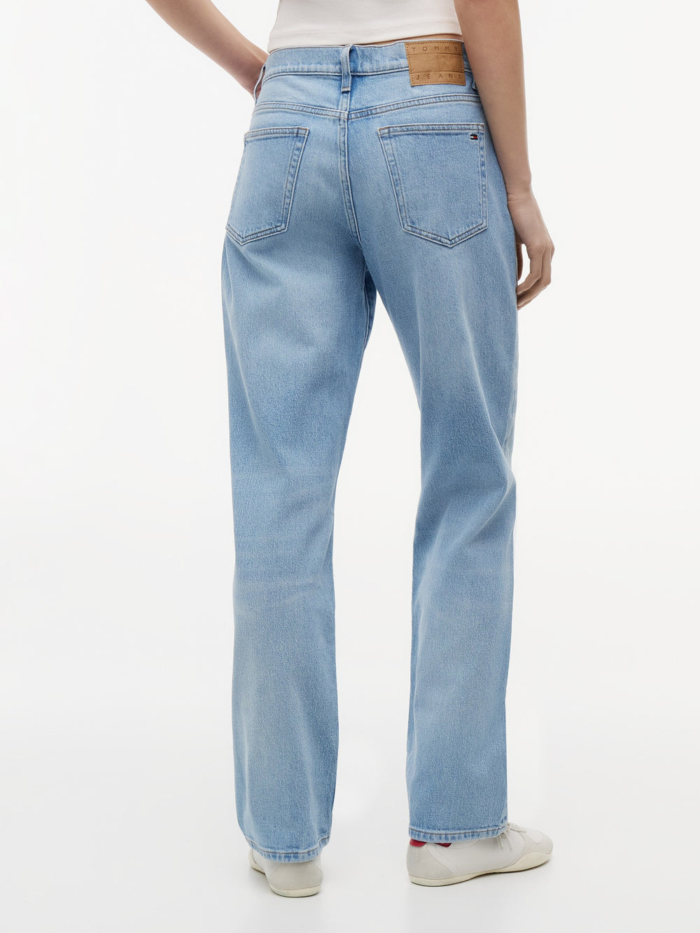 Mid Rise Light Wash Stretch Slim Straight Jeans