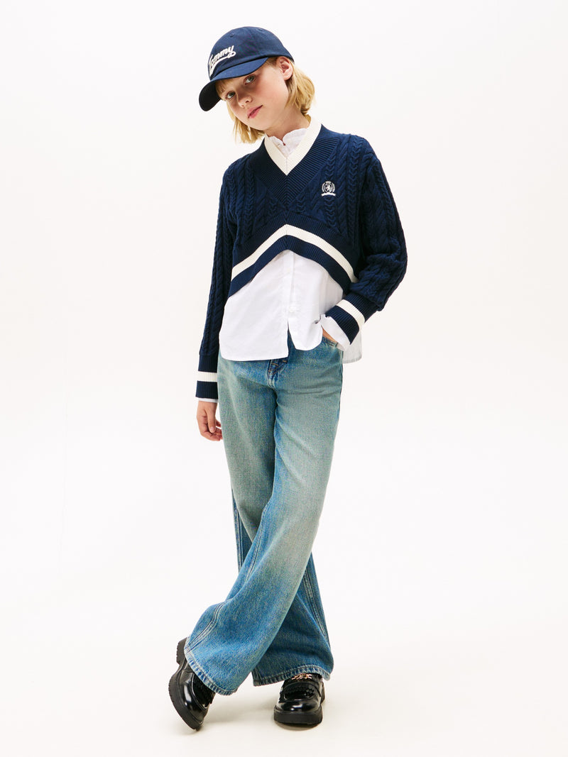 Kids Cable Knit Cropped Sweater