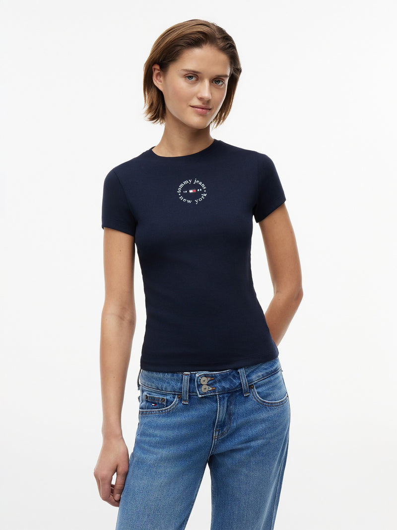 Solid Slim Fit Half Sleeve Ribbed T-Shirt