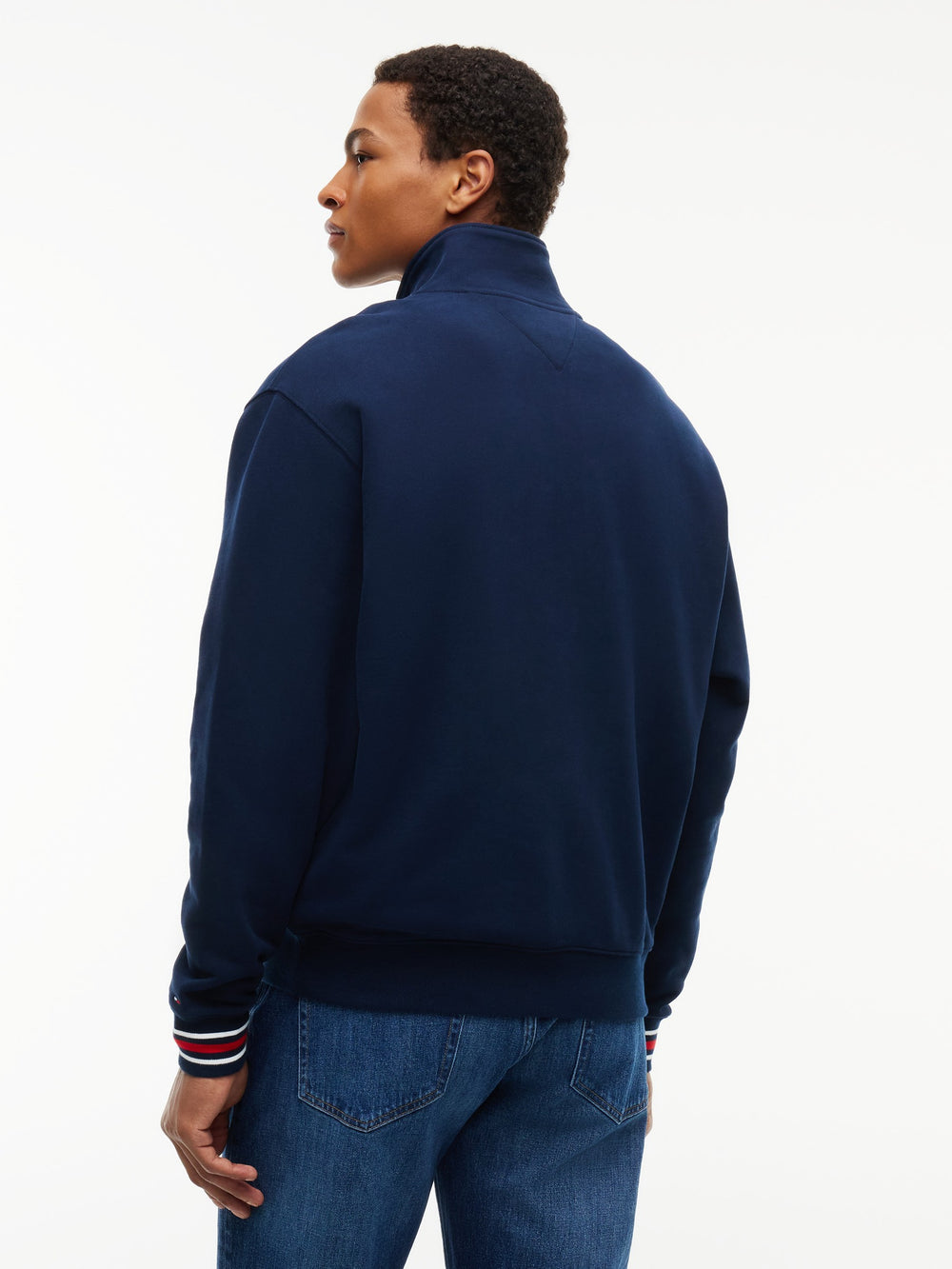 Relaxed Fit Peached Terry Quarter Zip Sweatshirt