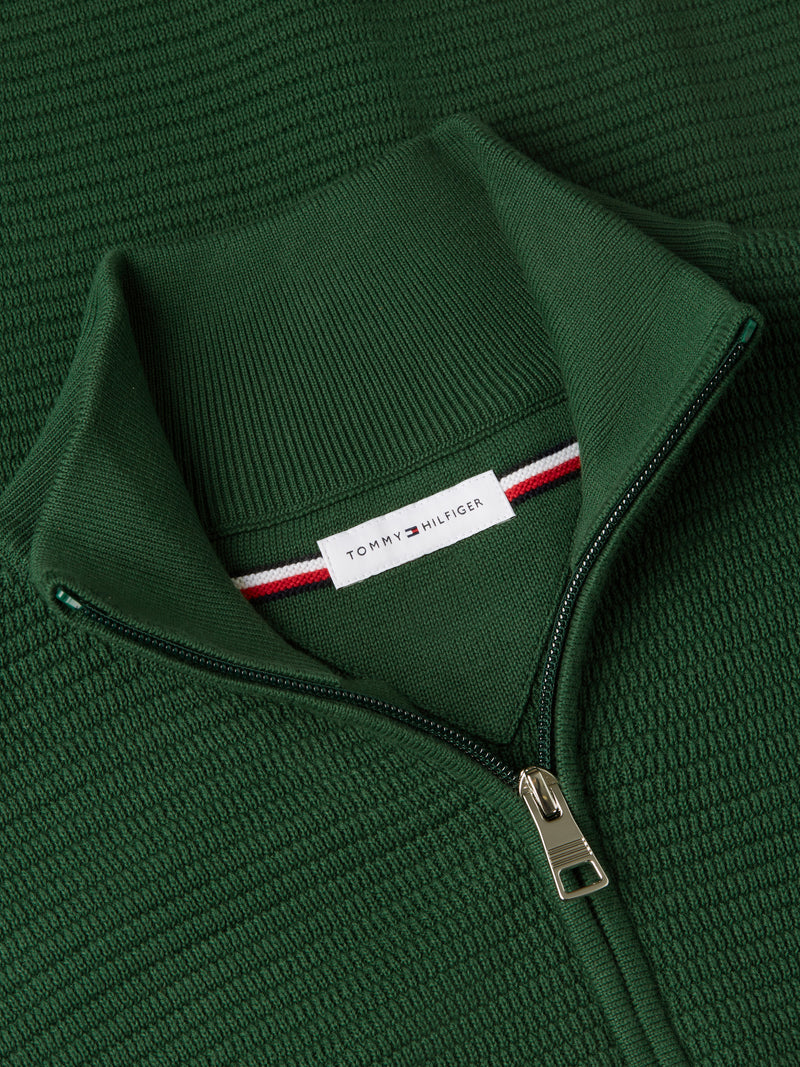 Quarter Zip Textured Solid Sweater