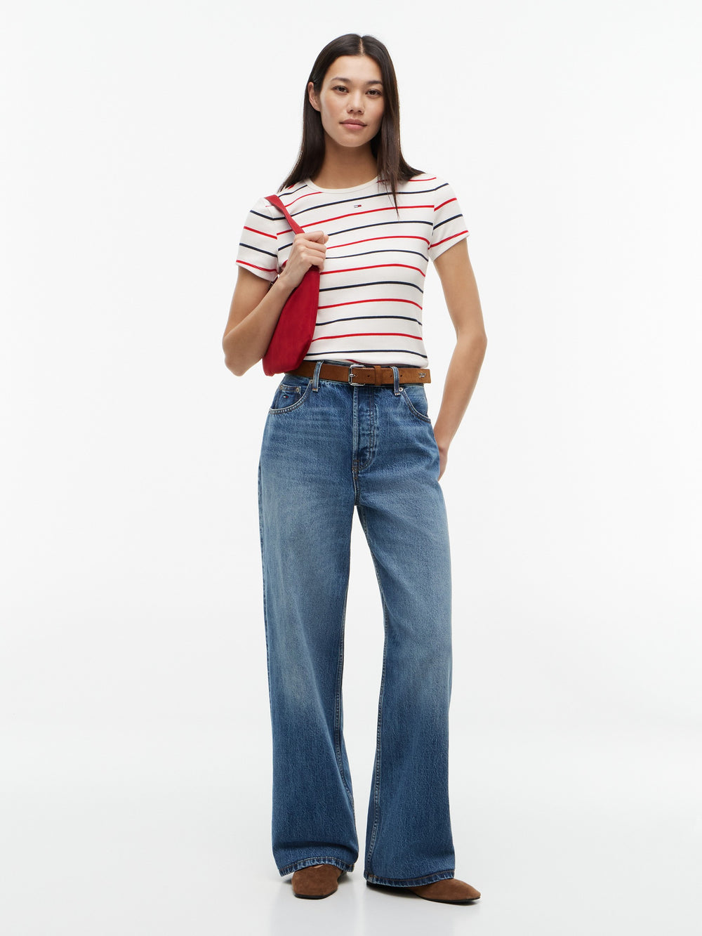 Stripe Slim Fit Half Sleeve Ribbed T-Shirt