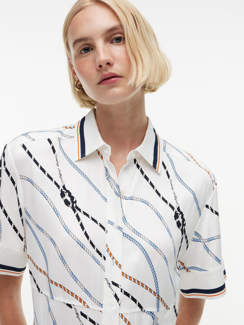 Half Sleeve Aop Viscose Shirt Dress