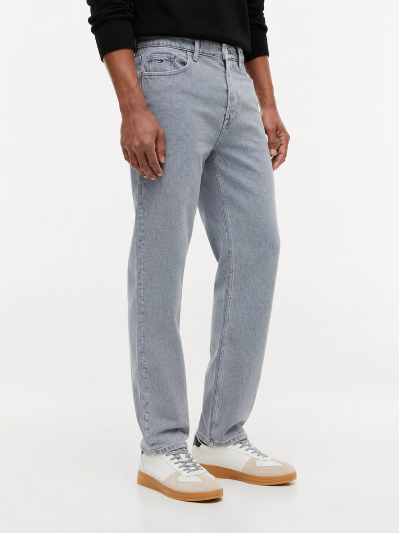 Men Sonny Regular Centre Button Fly Tapered Light Grey Jeans