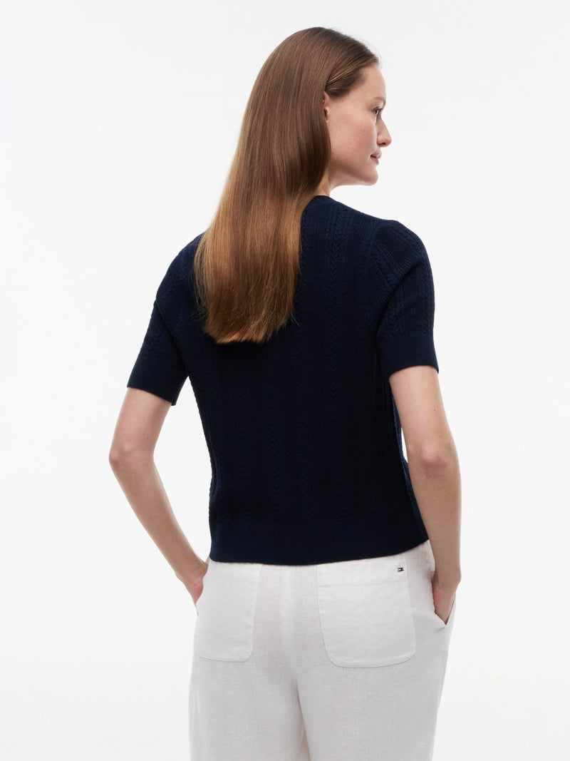 Texture Round Neck Cardigan