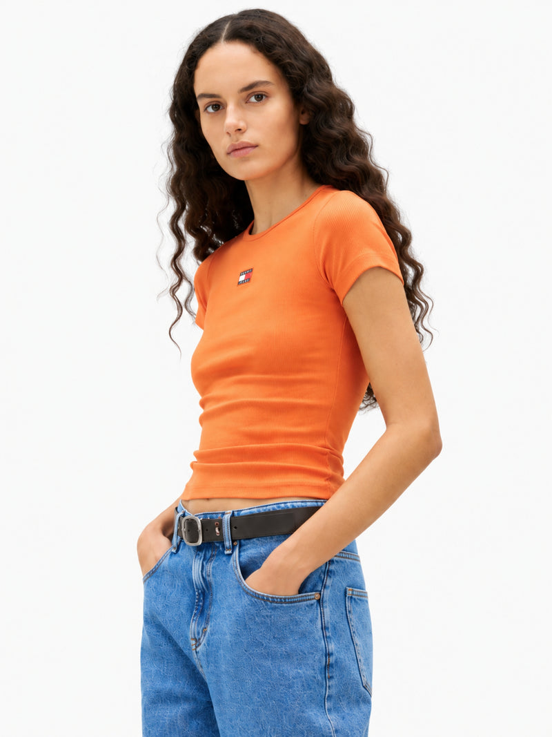 Solid Slim Fit Half Sleeve Ribbed T-Shirt