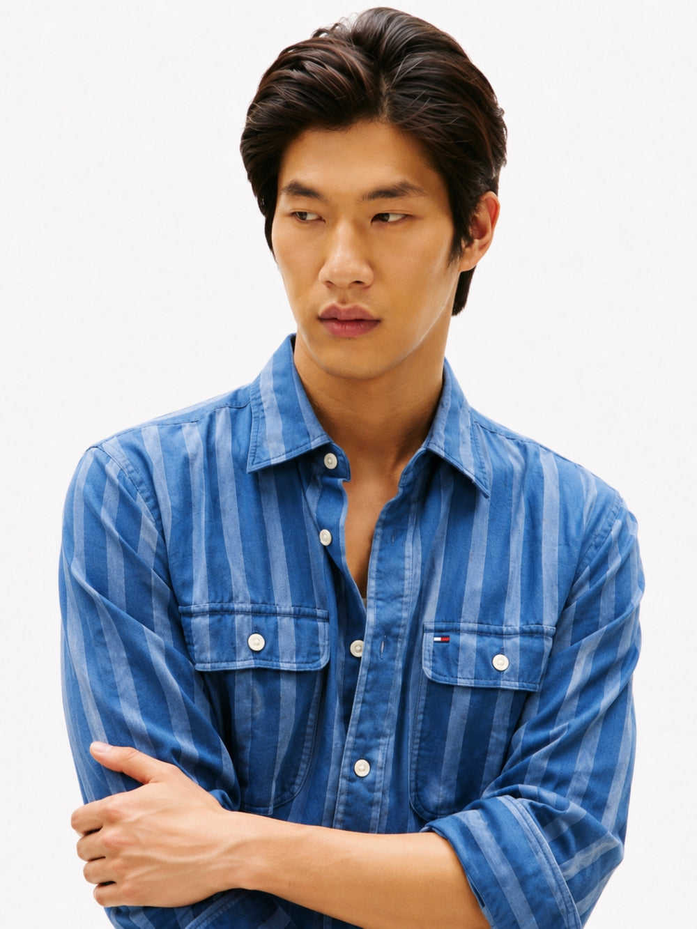 Relaxed Fit Stripe Cotton Linen Shirt