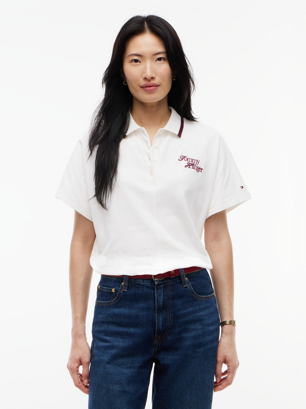 Solid Relaxed Fit Half Sleeve Pique Polo